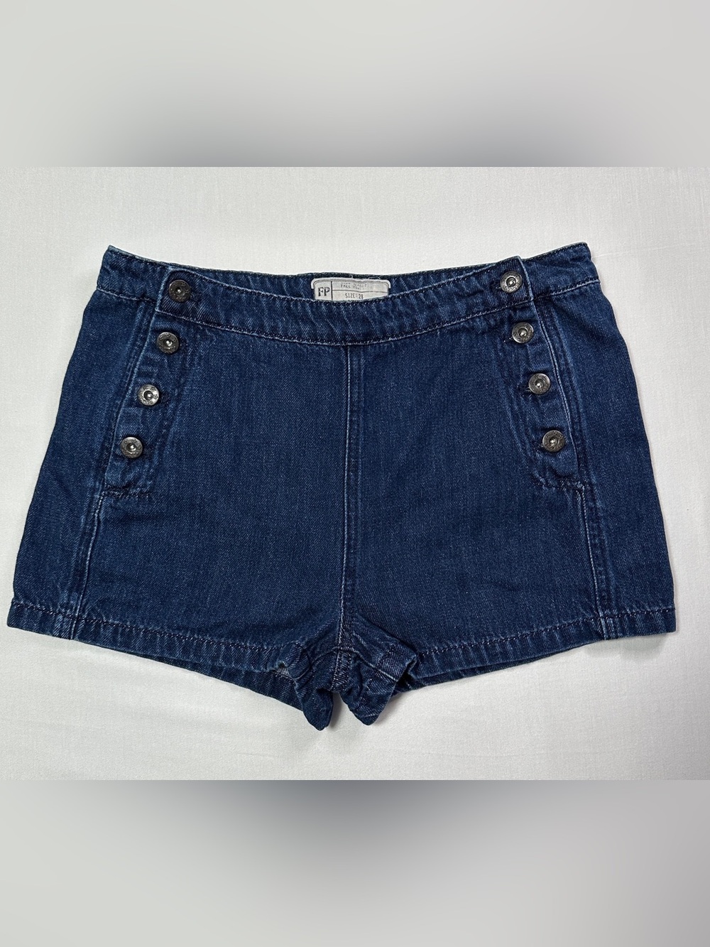 Free People High-Waisted Lumineer Sailor Denim Shorts - Size 28